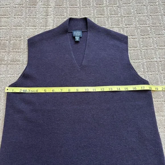 Eileen Fisher Wool Sweater Vest Women's MP Plum Purple V Neck Preppy Academia - Picture 5 of 7
